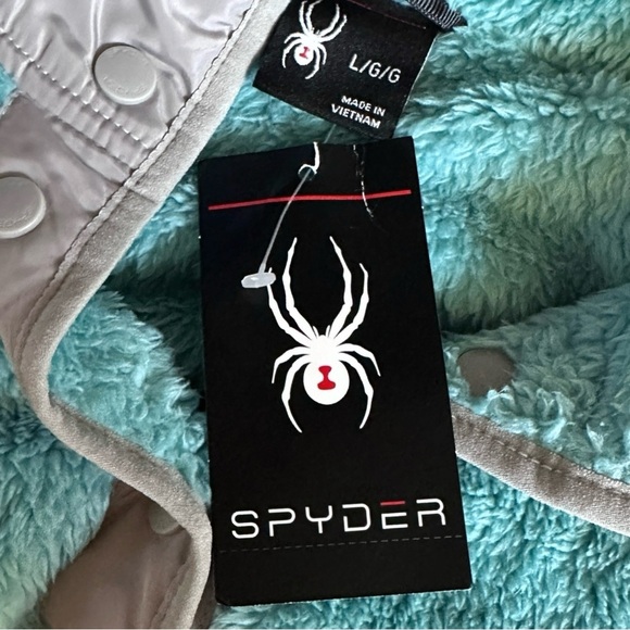 Spyder Women’s 1/4 Snap Sherpa Fleece Pullover Aqua Sea Blue Size L NWT - Picture 7 of 10